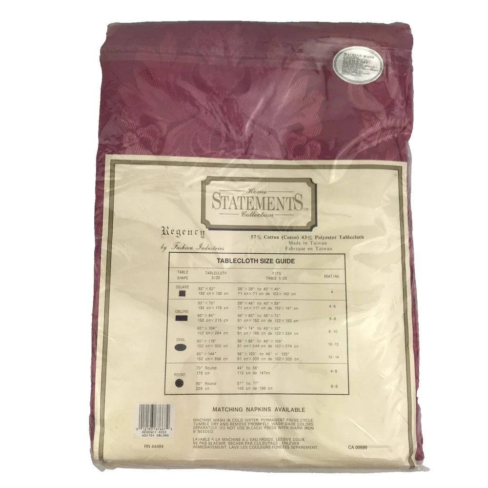 NEW Home Statements Collection Regency Tablecloth 60x104 Oblong Rose Jaquard